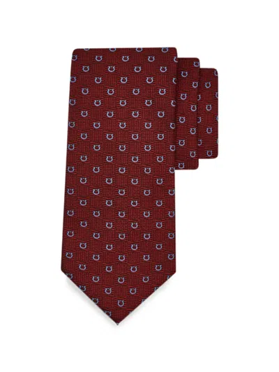 Ferragamo Gancini Silk Jacquard Tie In Red