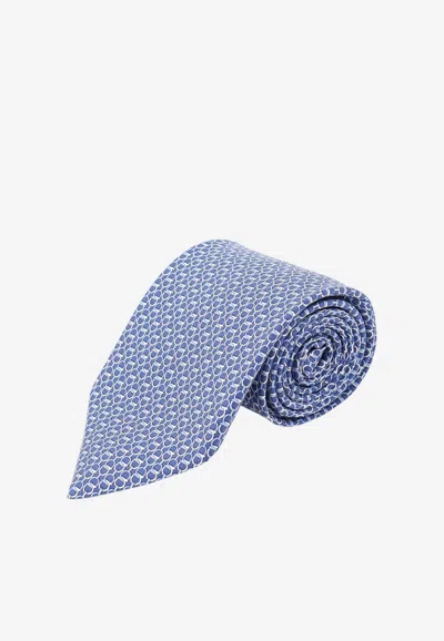 Ferragamo Gancini Silk Tie In Blue