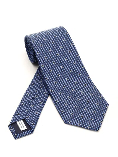 Ferragamo Gancini Silk Tie In Blue