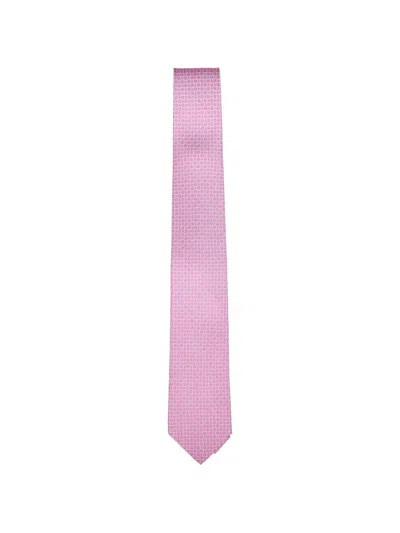 Ferragamo Gancini Silk Tie In Pink