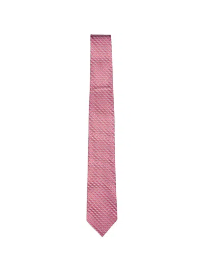 Ferragamo Gancini Silk Tie In Pink