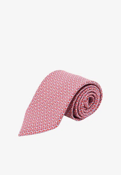 Ferragamo Silk Classic Gancini Link Tie In Yellow
