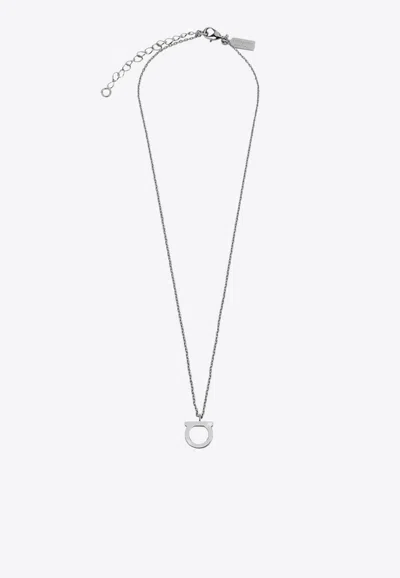Ferragamo Gancini Cable-link Necklace In Silver