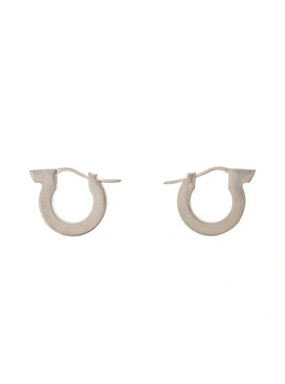 Ferragamo 'gancini' Silver Tone Earrings In Grey