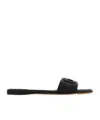 Ferragamo Liss Black Sandals With Embossed Logo On The Band And Square Toe In Leather Woman In Black