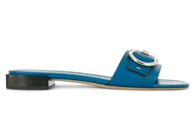 Pre-owned Ferragamo Gancini Slide Sandals (women's) Sneakers In Blue