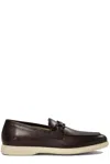 Ferragamo Brown Calf Leather Loafers In Black