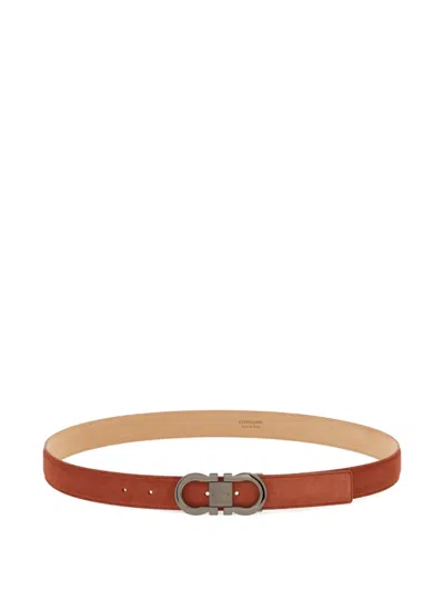 Ferragamo Gancini Smooth Leather Buckle Belt In Brown
