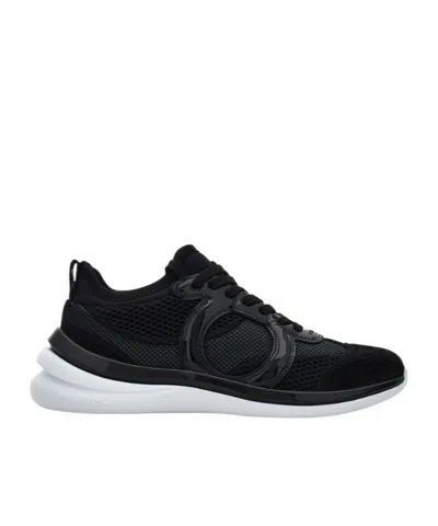 Ferragamo Gancini Sneaker With Mesh Detail In Black