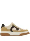 Ferragamo Beige Low Top Gancini Ornament Sneakers In Neutrals