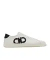Ferragamo White Sneakers With Gancini Print On The Side And Contrasting Heel In Leather Man In White