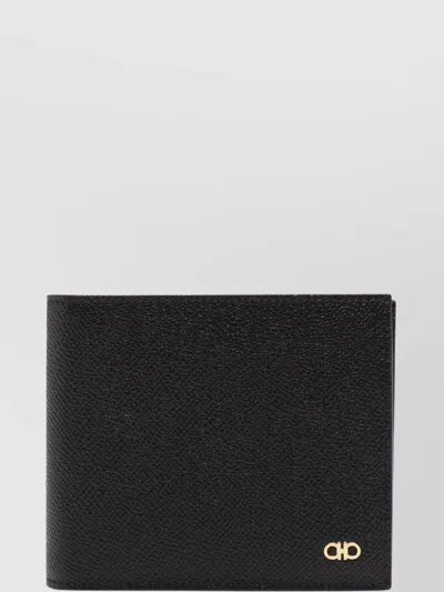 Ferragamo Gancini Soft Calfskin Leather Wallet In Black