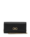 Ferragamo Black Gancini Wallet Chain Shoulder Bag In Black.silver
