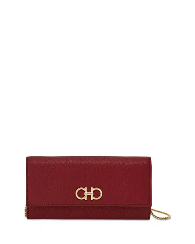 Ferragamo Gancini Soft Wallet On Chain In Borgogna