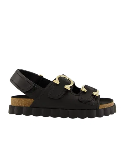Ferragamo Gancini Sporty Sandal In Black