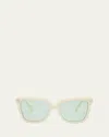 Ferragamo Gancini Square Acetate Sunglasses In 103 Ivory