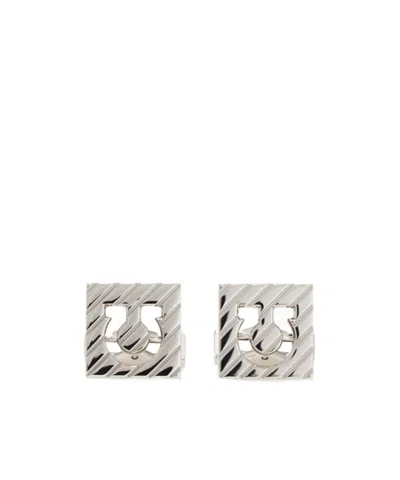 Ferragamo Gancini Square Cufflinks In Silver