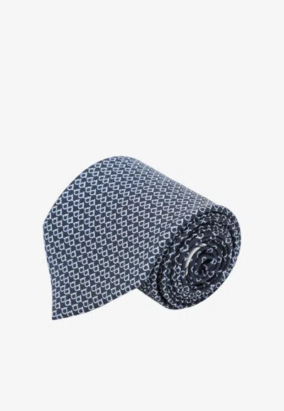 Ferragamo Gancini Square Silk Tie In Multi
