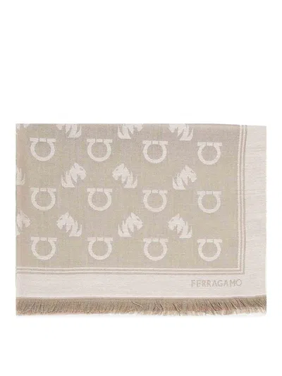 Ferragamo Gancini Square Stole In Neutral