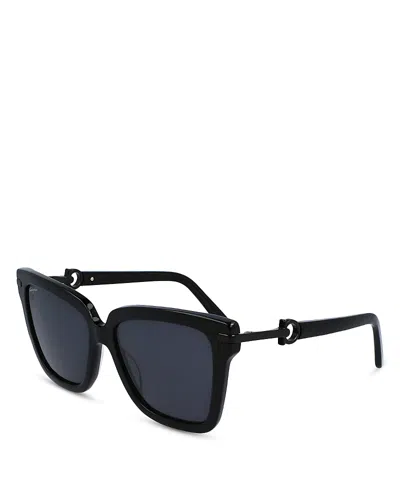 Ferragamo Gancini Square Acetate Sunglasses In Black Gold