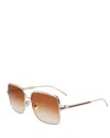Ferragamo Gancini Square Sunglasses, 57mm In Gold/brown