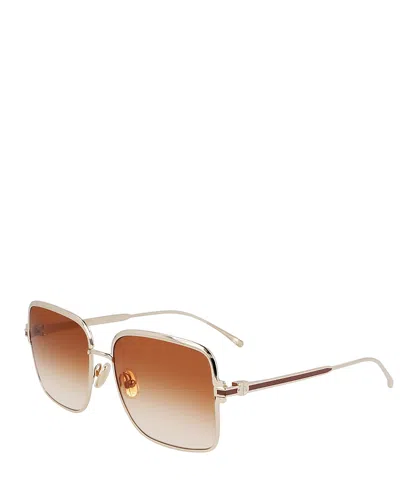 Ferragamo Gancini Square Sunglasses, 57mm In Gold/brown