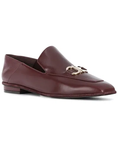 Ferragamo Gancini Square-toe Leather Loafer In Brown