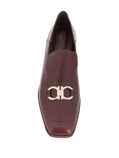 Ferragamo Gancini Square-toe Loafers In Red