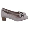Ferragamo Gancini Square-toe Pumps In White Leather In Pink