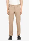 Ferragamo Stretch Cotton Flat-front Pants In Beige