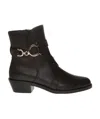Ferragamo Logo Buckle Shady Leather Booties 4cm In Black