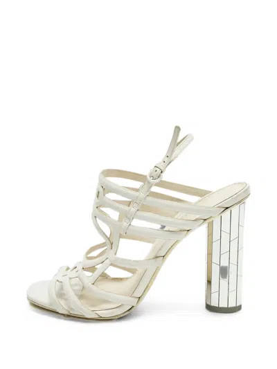 Pre-owned Ferragamo Gancini Strappy Sandals In White