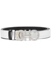 Ferragamo Gancini Strass Leather Belt In Brown
