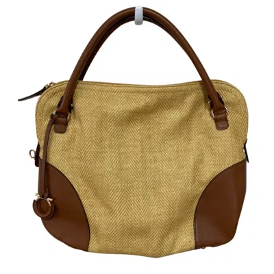 Pre-owned Ferragamo Gancini Straw Leather Handbag () In Brown