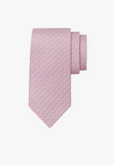 Ferragamo Gancini String Print Silk Tie