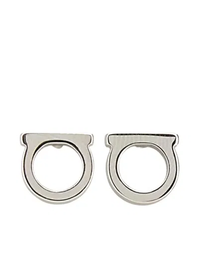 Ferragamo Gancini Stud Earrings In Silver