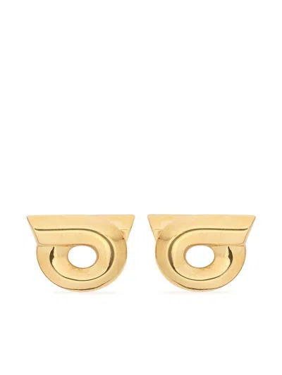 Ferragamo Geometric Stud Earrings Polished Finish In Grey