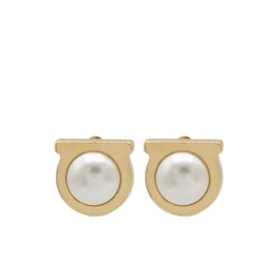Ferragamo Gancini Stud Earrings In Gold