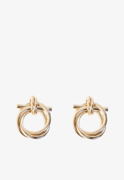 Ferragamo Gancini Stud Earrings In Gold