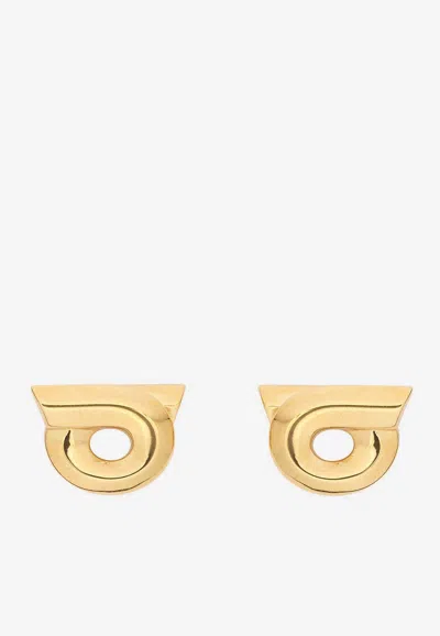 Ferragamo Geometric Stud Earrings Polished Finish In Grey