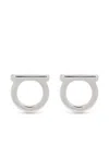 Ferragamo Gancini Stud Earrings With Glossy Gold Finish In Silver