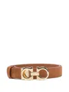 Ferragamo Gancini Suede Belt In Brown