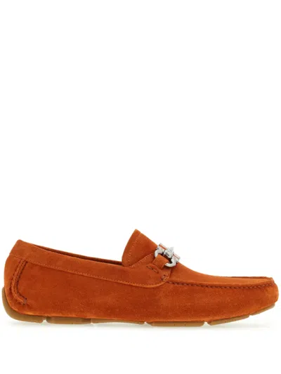 Ferragamo Gancini Loafer Aus Wildleder In Orange