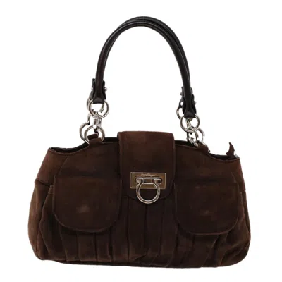 Pre-owned Ferragamo Gancini Suede Handbag () In Brown