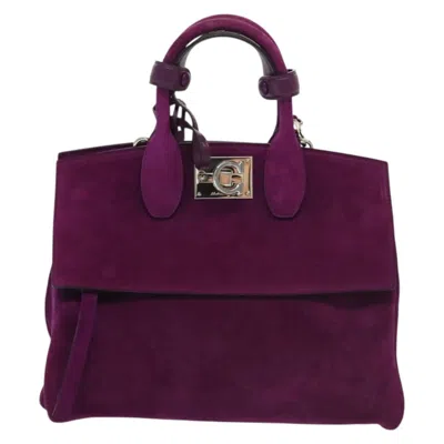 Pre-owned Ferragamo Gancini Suede Handbag () In Purple