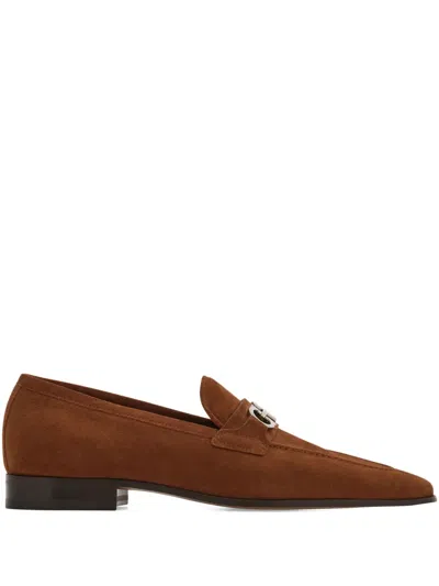Ferragamo Gancini Suede Loafers