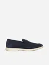 Ferragamo Gancini Suede Loafers In Midnight