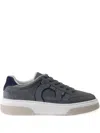 Ferragamo Gancini Suede Low-top Sneakers In Gray