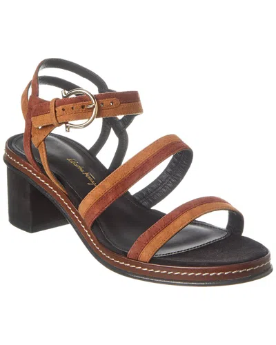 Ferragamo Salvatore  Maloy Suede Sandal In Brown