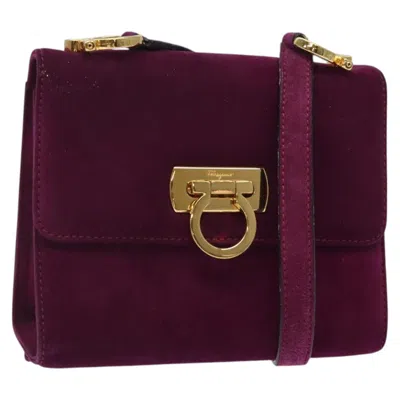 Pre-owned Ferragamo Gancini Suede Shoulder Bag () In Purple